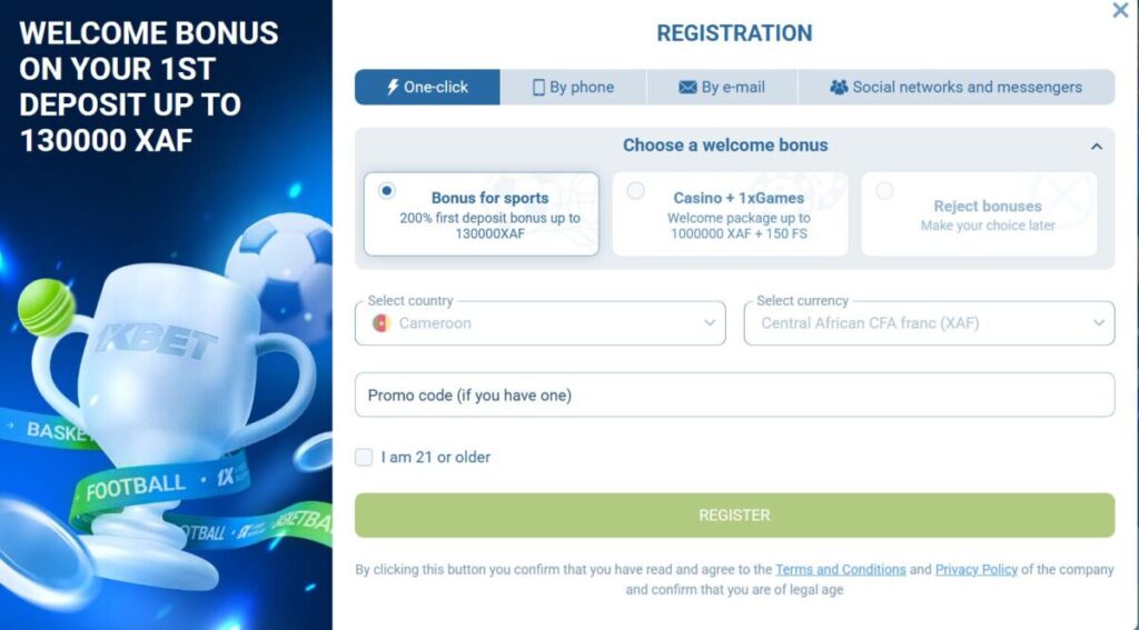 1xbet registration