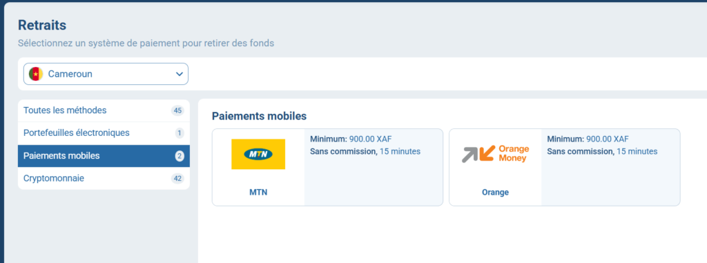 1xbet retrait