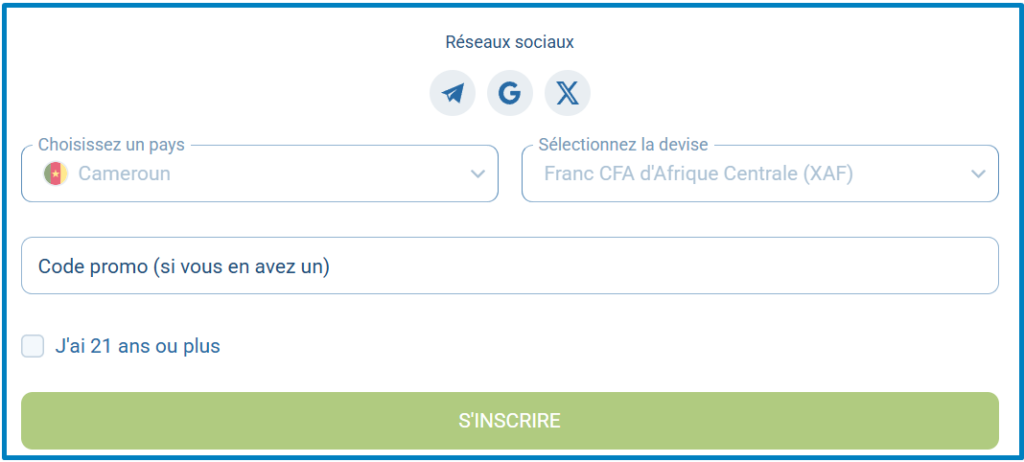 Inscription via un réseau social